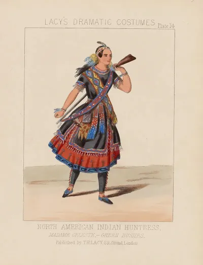 North American Indian Huntress Madame Celeste Green Bushes