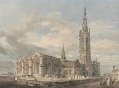 North East View Of Grantham Church Lincolnshire