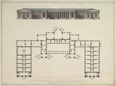 North Elevation And Ground Plan Of The Alexander Palace At Tsarskoe Selo