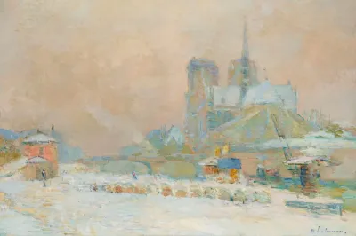 Notre Dame De Paris Vue Du Quai De La Tournelle Effet De Neige