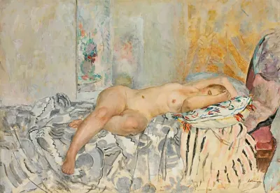 Nu Allonge Au Coussin Espagnol