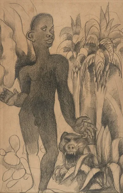 Nu Masculin Pres Du Fauve Dans Un Paysage De Grasse