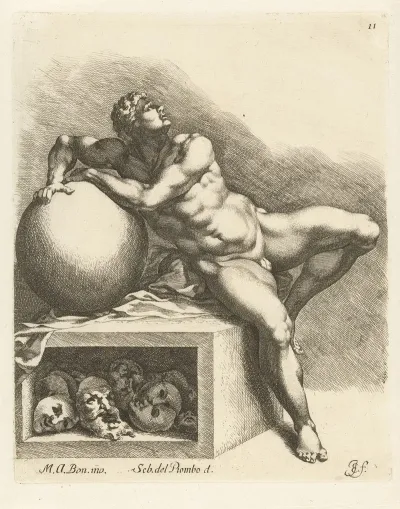 Nude Man Leaning On A Ball