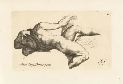 Nude Man Lying On His Left Side