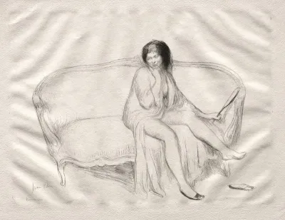 Nude Woman Seated On A Sofa