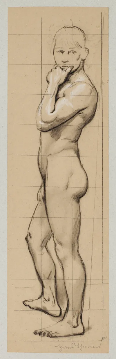 Nude Young Man Sideways