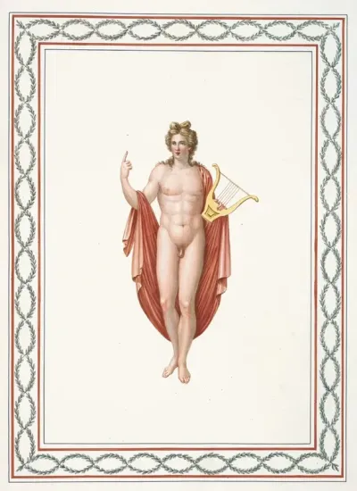 Nude Youth With Gold Harp