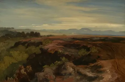 Oberbayerische Landschaft Mit Blick Auf Eine Bergkette