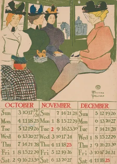 October November December 1897 Calendar