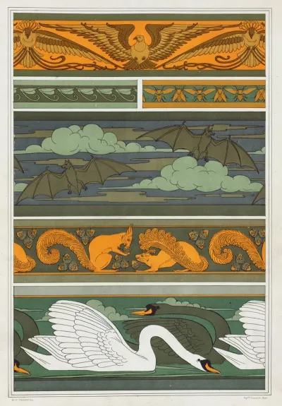 Oiseaux Libellules Mouches Chauve Souris Ecureuils Et Noisettes Cygnes Bordures
