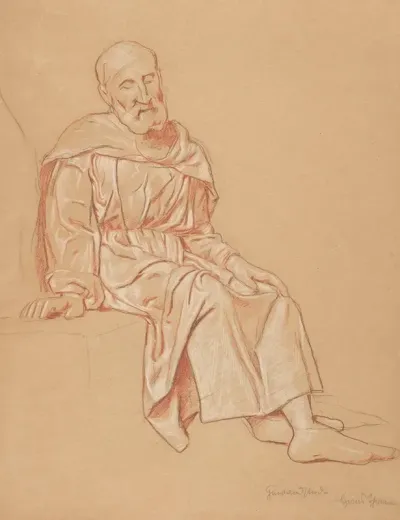 Old Man Sitting On A Rock