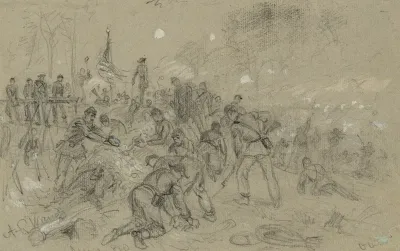On Hancocks Front The Soldiers Having No Picks And Shovels Used Bayonets Tin Pans Old Canteens And Even Their Hands In Throwing Up Breastworks