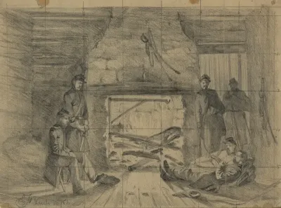 On Picket Officers Quarters In Log House