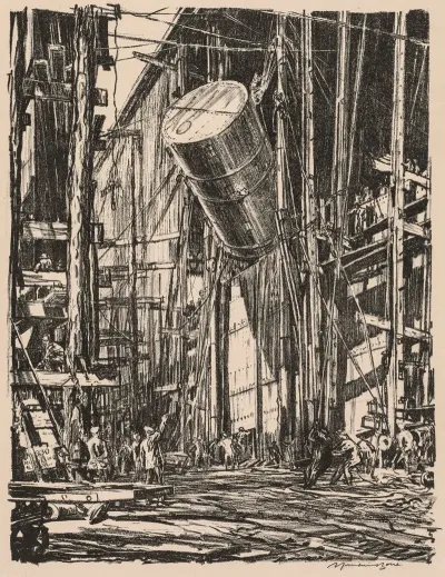On The Clyde 1917 1918 Lifting An Oil Tank Into A Train Ferry
