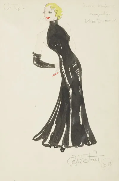 On Top Designed For Lillian Broderick Black Evening Gown With High Neck And No Shoulders