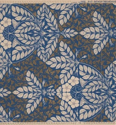 Ontwerp Voor Behang Met Bladeren En Bloemen