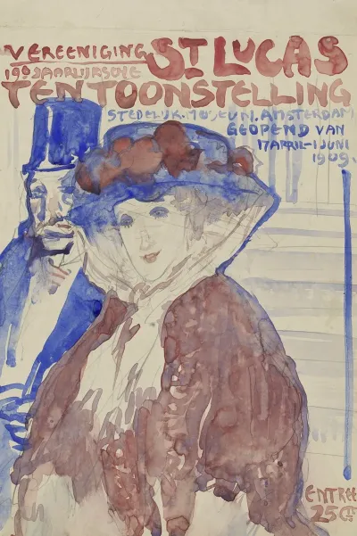 Ontwerp Voor De Afiche Van De 19e Jaarlijkse Tentoonstelling Van Vereening St Lukas In Het Stedelijk Museum Te Amsterdam