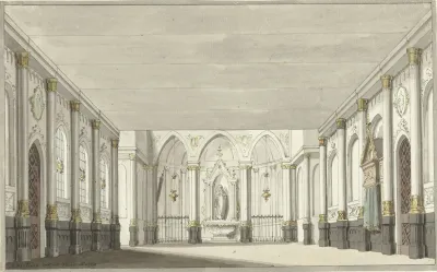 Ontwerp Voor Een Toneeldecor Van Een Kerkinterieur
