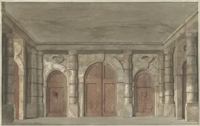 Ontwerp Voor Een Toneeldecor Van Een Voorportaal Van Een Gevangenis