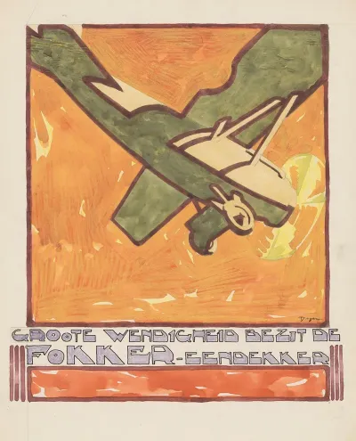 Ontwerp Voor Reclame Voor De Fokker Eendekker