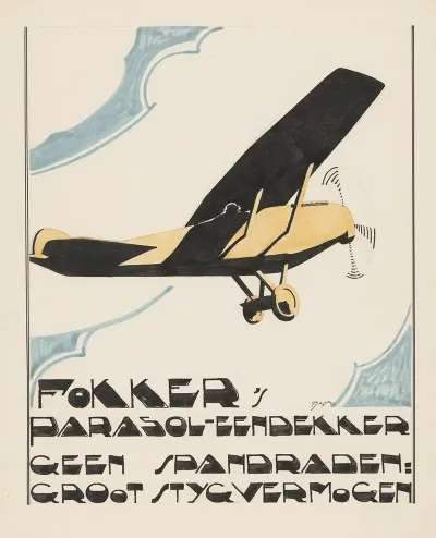 Ontwerp Voor Reclame Voor Fokkers Parasol Eendekker