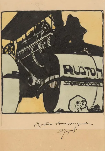 Ontwerp Voor Reclame Voor Ruston Stoomwegwals