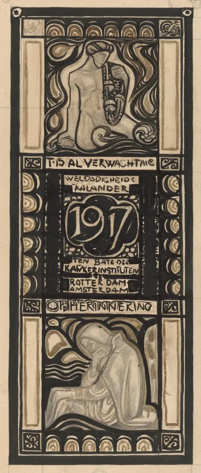 Ontwerp Voor Weldadigheidskalender Voor 1917