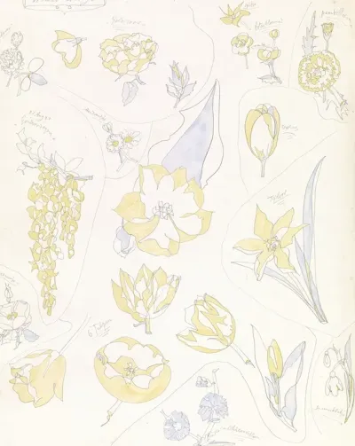 Ontwerpen Voor Aardewerkdecoratie Zes Tulpen En Andere Bloemen