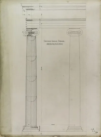 Orders Of Architecture Greek Ionic Order From The Temple Of Minerva Polias Athens Greece Elevation