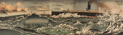 Our Fleet Of Warships Bombarding Dalian Bay