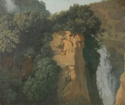 Overgrown Cliffs With A Waterfall In Italy Perhaps At Tivoli