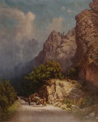 Ox Drawn Cart In The Mountains