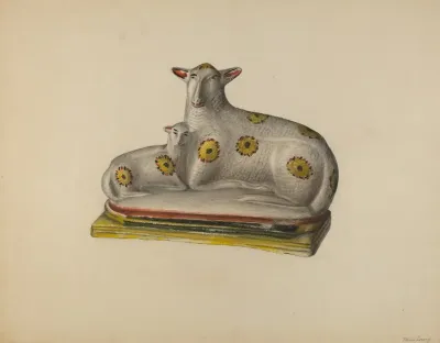 Pa German Chalkware Sheep 3