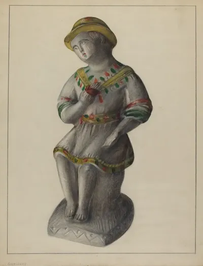 Pa German Chalkware Shepherd Boy