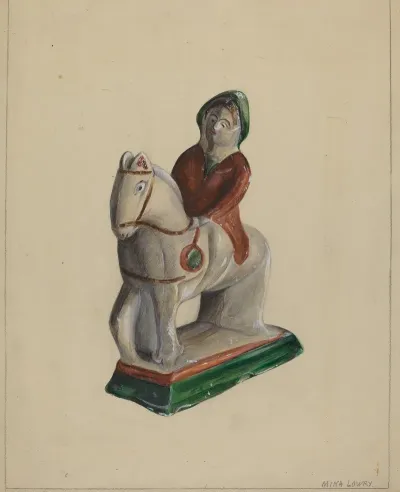 Pa German Chalkware Woman On Horse