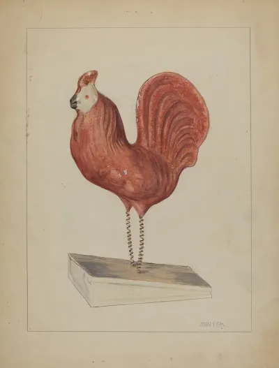 Pa German Toy Bellows Rooster