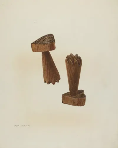 Pa German Treen Double Butter Stamp
