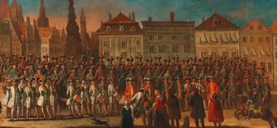Parade Des Wiener Burgermilitars Auf Dem Graben Am 27 Oktober 1745 Anlasslich Der Ruckkehr Kaiser Franz I Und Maria Theresias Von Der Kaiserkronung In Frankfurt