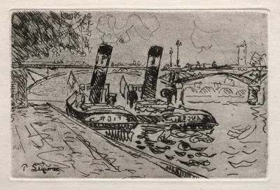 Paris Le Pont Des Arts Avec Remorqeurs
