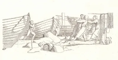 Parti Ved Et Fiskerleje Bade Hales Pa Land