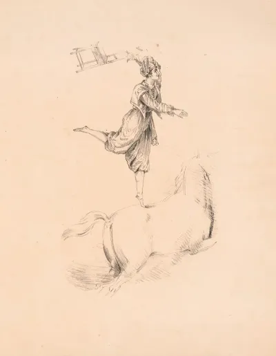 Paul Of Franconis Circus Standing On One Leg On The Bare Back Of A Horse