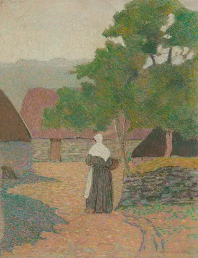 Paysage Paysanne Allant A Sa Ferme