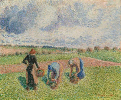 Paysannes Ramassant Des Herbes Eragny