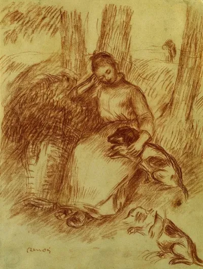 Peasant Girl With Dog