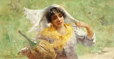 Peasant Woman With Chianti Bottle