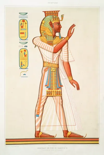Peinture Portrait En Pied De Ramses III Necropole De Thebes Xxe Dynastie