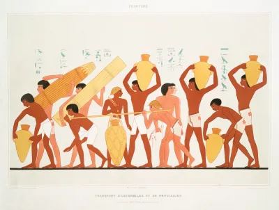 Peinture Transport Dustensiles Et De Provisions Necropole De Thebes Xviiie Dynastie