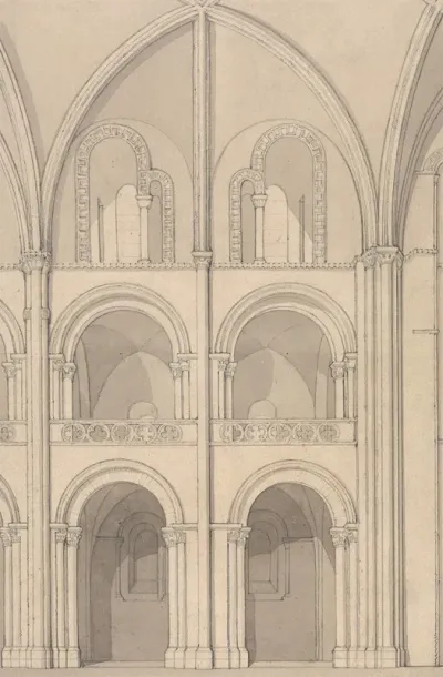 Perspective Elevation Of Part Of The Abbey Church Of Saint Stephen At Caen Normandy