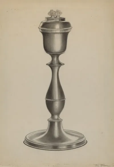 Pewter Lard Oil Lamp