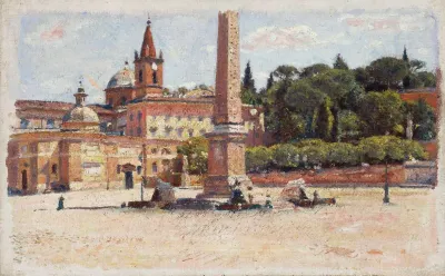 Piazza Del Popolo In Rome Sketch